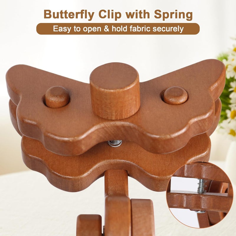 GuoFa Adjustable Embroidery Stand with Violin-Shaped Base, Beech Wood Cross Stitch Hoop Holder, Lap & Tabletop Frame with Clamp for Quilting Needlework - Image 4